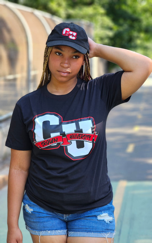 Black "Crown University" Unisex Tee