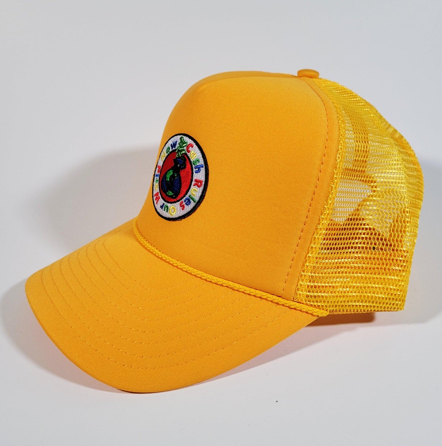 Golden Yellow "Cash Rules" Trucker Hat - Official Crown Store