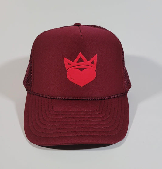Maroon & Red "King/Queen Of Hearts" Trucker Hat - Official Crown Store