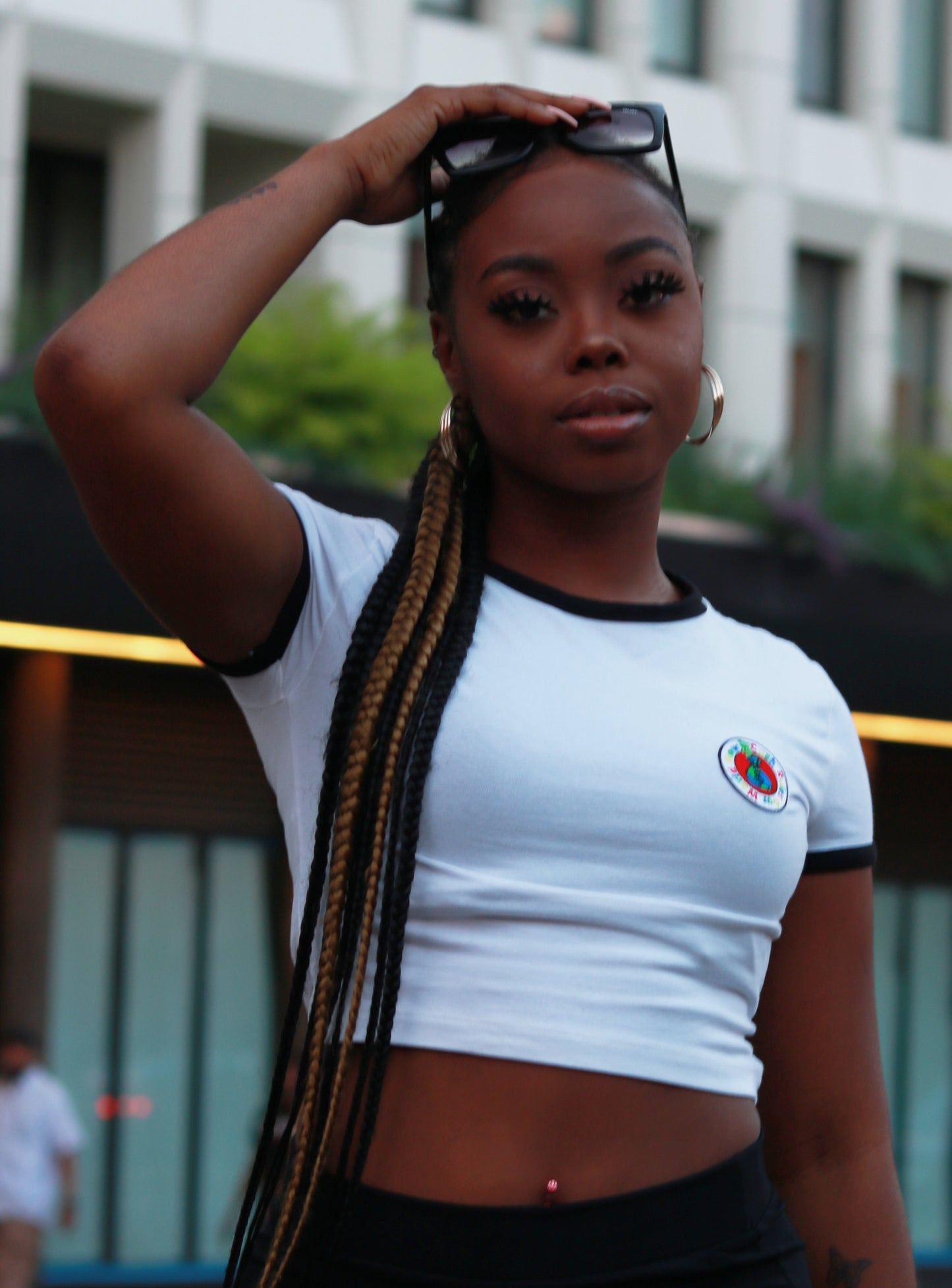 White & Black Women's "Cash Rules" Crop Tee