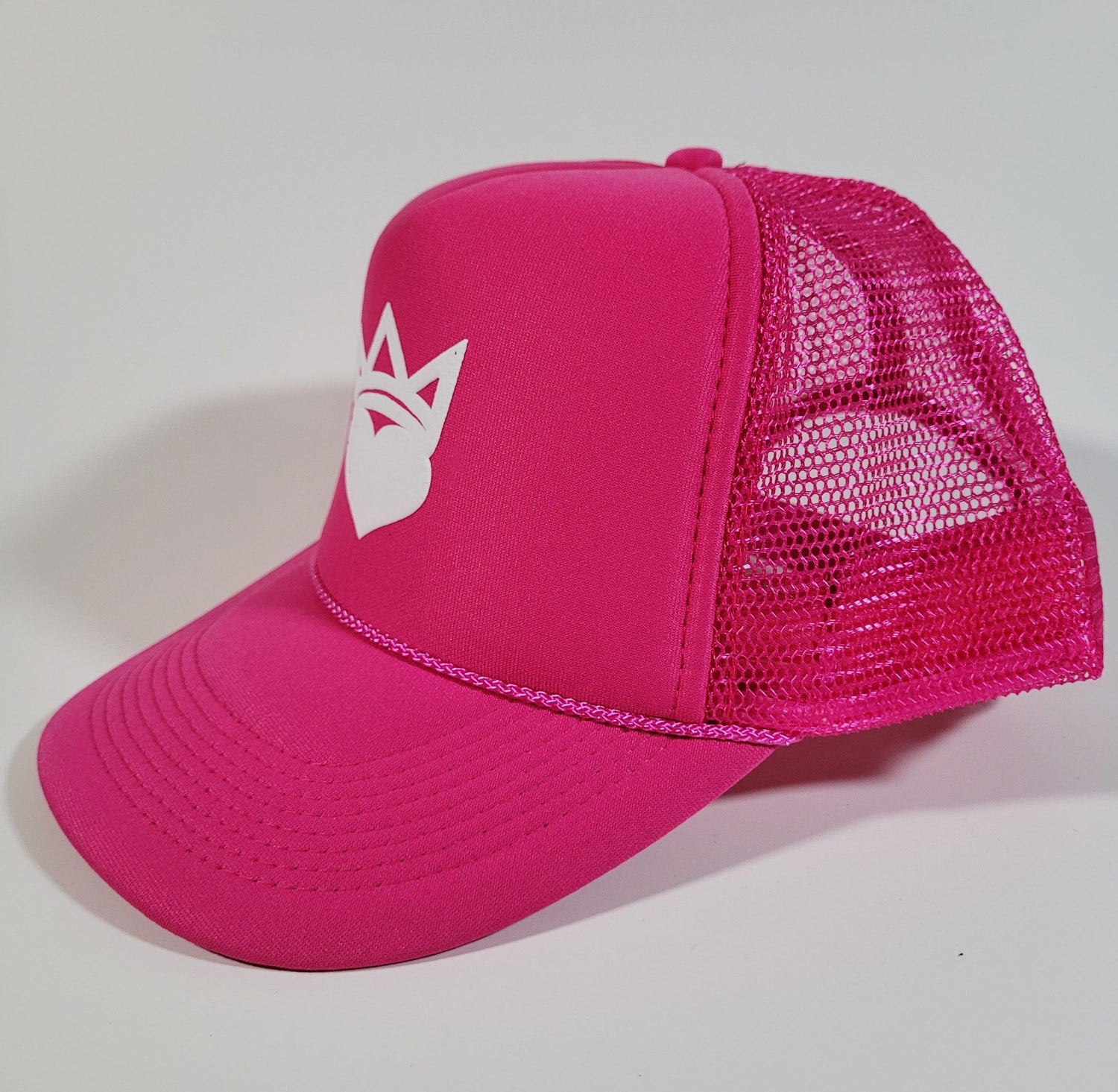 Dark Pink & White "King/Queen Of Hearts" Trucker Hat - Official Crown Store