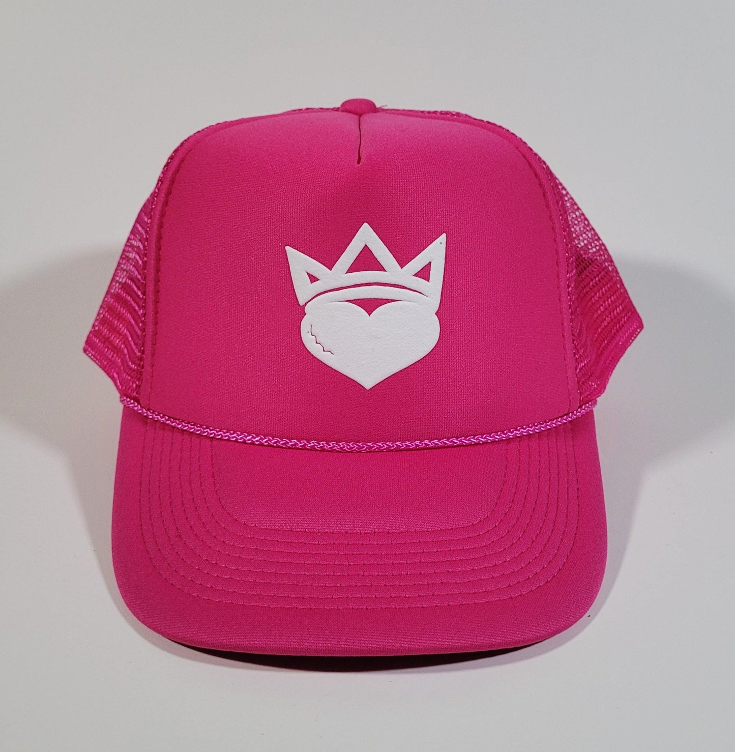 Dark Pink & White "King/Queen Of Hearts" Trucker Hat - Official Crown Store